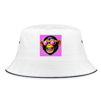Chimpanzee Monkey - Bucket Hat - white/navy - Front