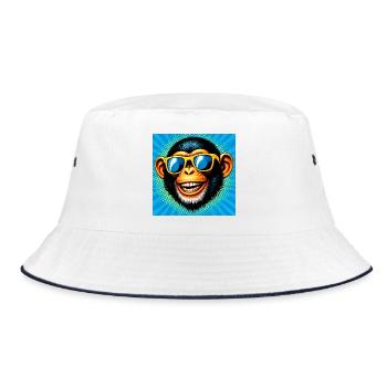 Chimpanzee Monkey - Bucket Hat - white/navy - Front