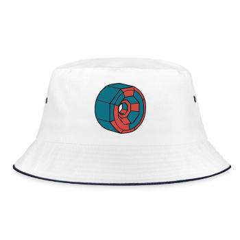 Detaillierte Skateboard Rolle Crew - Bucket Hat - Weiß/Navy - Vorne