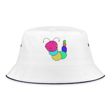 Worm Caterpillar Kids Baby Caterpillars - Bucket Hat - white/navy - Front