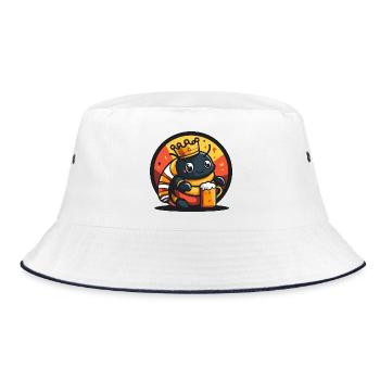 Worm Beer Funny - Bucket Hat - white/navy - Front
