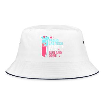 Laboratory Biology Chemistry Microscope Laboratory - Bucket Hat - white/navy - Front