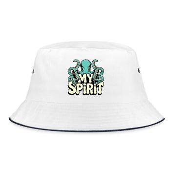 My Spirit Oktopus Design - Bucket Hat - Weiß/Navy - Vorne