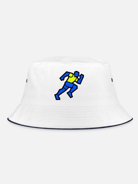 Schneller Polygon Läufer Marathon Team - Bucket Hat - Weiß/Navy - Vorne