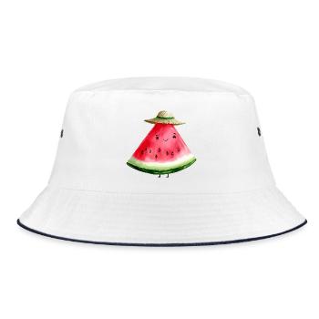 Pastèque Kawaii avec chapeau de soleil - Bob - blanc/marine - Devant
