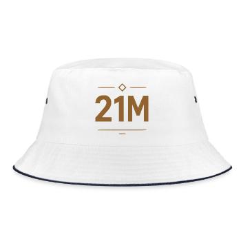 21M Bitcoin Limit Design Gold - Bucket Hat - white/navy - Front