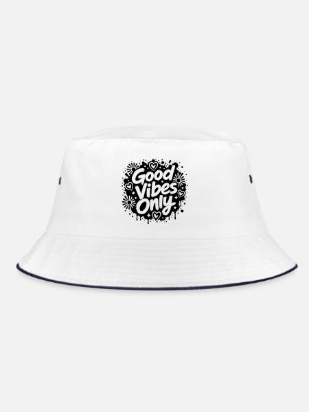 Good Vibe Only Graffiti Motif - Bob - blanc/marine - Devant