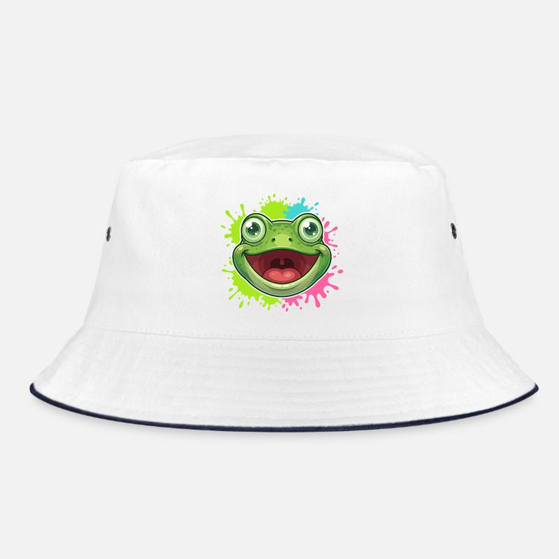 Cheerful Frog Splash Bucket Hat