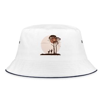 African savannah at night - Bucket Hat - white/navy - Front