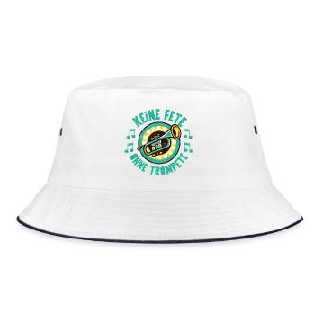 Keine Fete ohne Trompete Brass Band Bläser Jazz - Bucket Hat - Weiß/Navy - Vorne