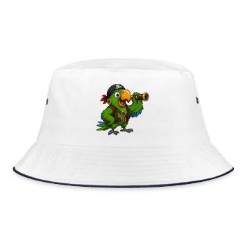 Pirate bird with spotting scope - Bucket Hat - white/navy - Front