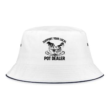 Humor Pottery - Support Your Local Pot Dealer Art - Bucket Hat - white/navy - Front
