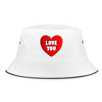 Herz love you - Bucket Hat - Weiß/Navy - Vorne