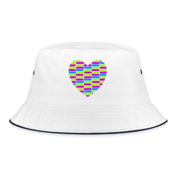 Herz - Bucket Hat - Weiß/Navy - Vorne
