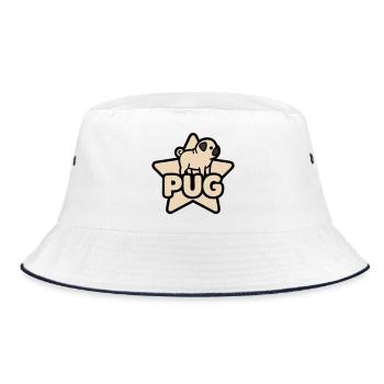 Mops Stern Banner Platzhalter - Bucket Hat - Weiß/Navy - Vorne