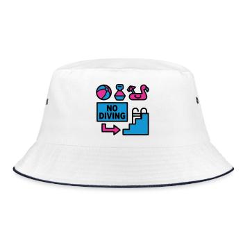 Pool Party Set Sommer 90er - Bucket Hat - Weiß/Navy - Vorne