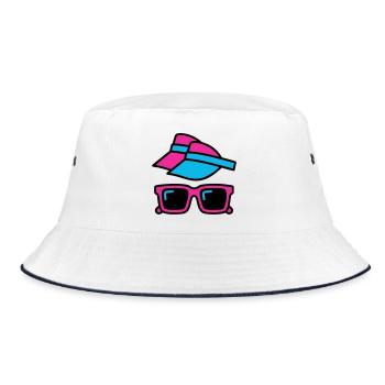 80s Sun Visor Glasses Set - Bucket Hat - white/navy - Front
