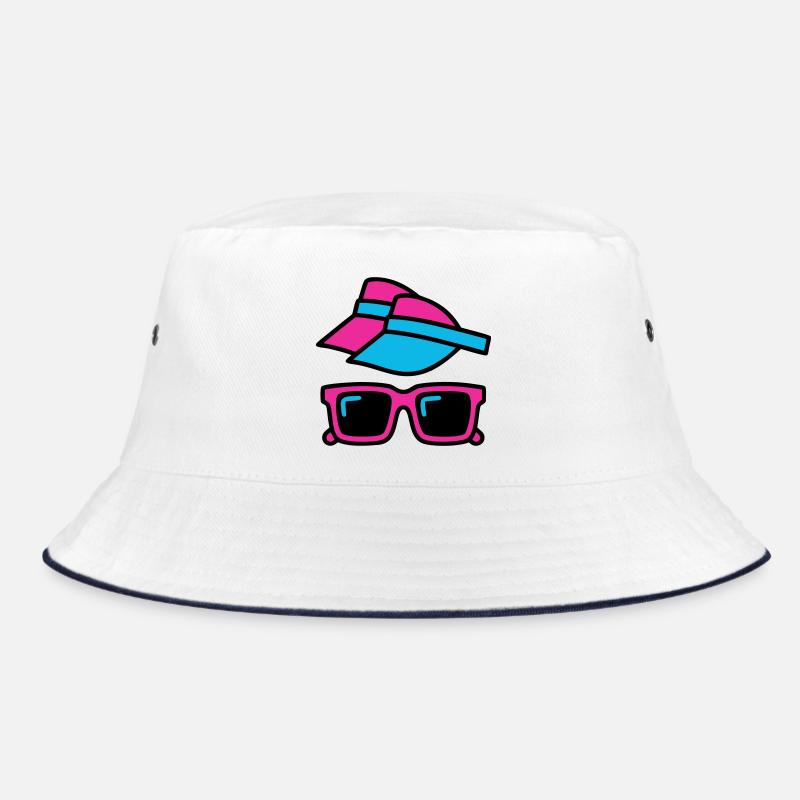80er Sonnenblende Brille Set Bucket Hat