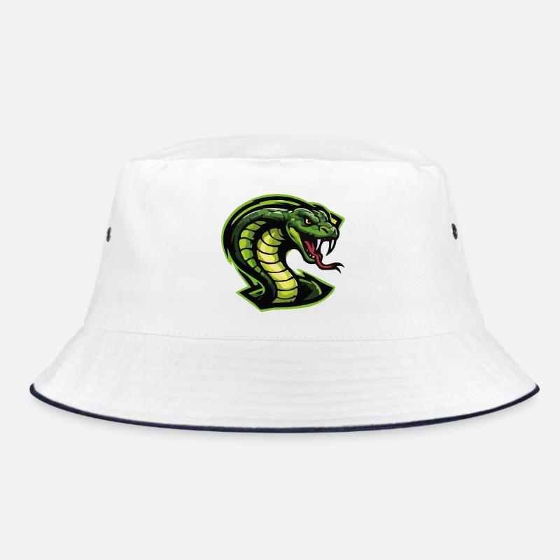 Green Cobra Head Illustration Bucket Hat