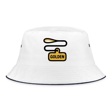 Dog Leash Golden Retriever Walk - Bucket Hat - white/navy - Front