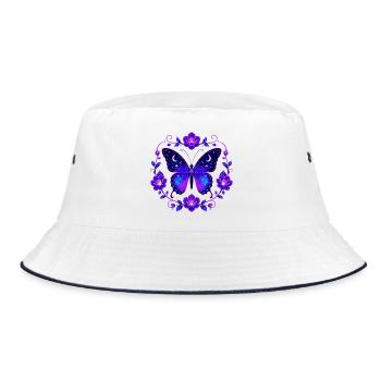 Night Star Butterfly in Flower Circle - Bucket Hat - white/navy - Front