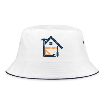 Haus aus Werkzeug Handwerker Logo - Bucket Hat - Weiß/Navy - Vorne
