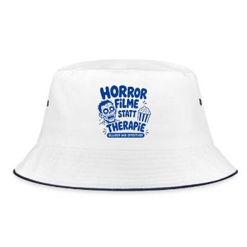 Horror Filme statt Therapie Zombie - Bucket Hat - Weiß/Navy - Vorne