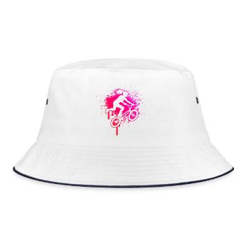 BMX-Fahren Geschenkidee für die Freestyle-Fahrerin - Bucket Hat - Weiß/Navy - Vorne