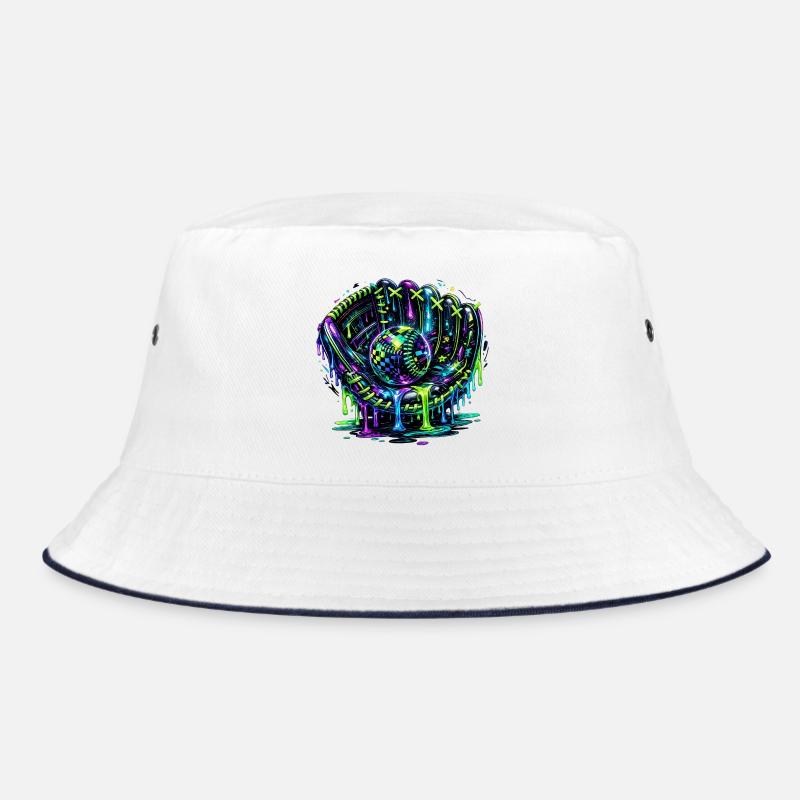 Baseball Glove Neon Graffiti Design Bucket Hat