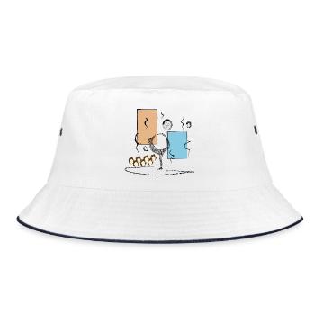 Yoga Dancer Abstract Color Duet with Coffee Circle - Bucket Hat - white/navy - Front