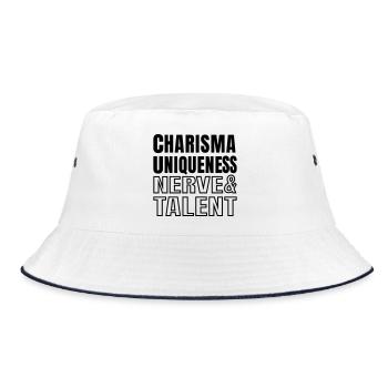 Charisma Uniques Nerve and Talent Text Quote SVG - Bucket Hat - white/navy - Front