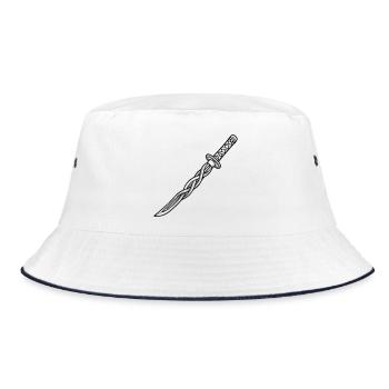 Katana Schwert Fantasy Samurai Ninja Cosplay - Bucket Hat - Weiß/Navy - Vorne