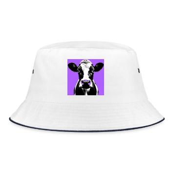 Kuh - Bucket Hat - Weiß/Navy - Vorne
