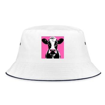 Kuh - Bucket Hat - Weiß/Navy - Vorne