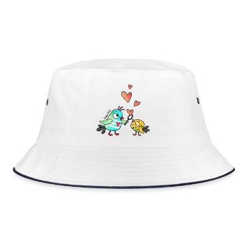 Dody und Dots- Seifenblasenherzen - Bucket Hat - Weiß/Navy - Vorne