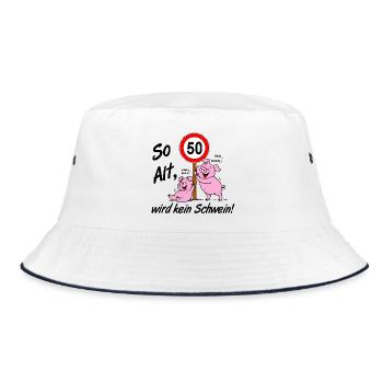 50 Jahre , 50.Geburtstag so Alt wird kein Schwein - Bucket Hat - Weiß/Navy - Vorne
