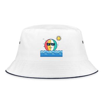 Strandkugel mit Sonnenbrille - Bucket Hat - Weiß/Navy - Vorne
