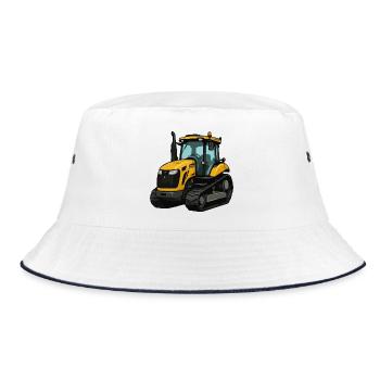 Yellow Tractor Illustration - Bucket Hat - white/navy - Front