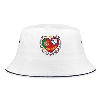 Portugal Herz Fußball Flair - Bucket Hat - Weiß/Navy - Vorne