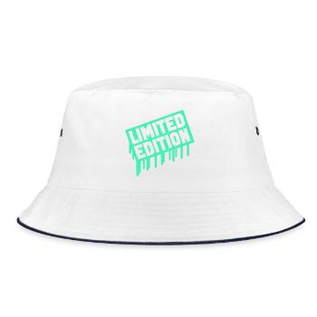 Limitierte Edition Graffiti Text - Bucket Hat - Weiß/Navy - Vorne