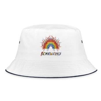 Schulkind Regenbogen  - Bucket Hat - Weiß/Navy - Vorne