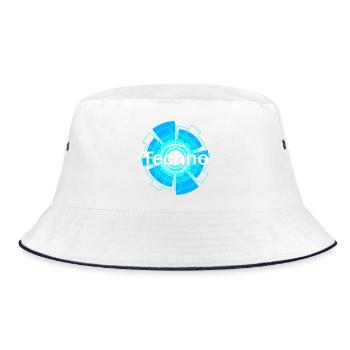 Techno Circular Neon Mandala - Bucket Hat - white/navy - Front