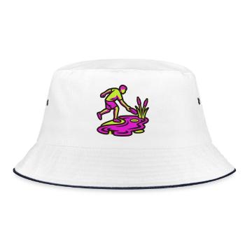 Discgolf Wasserhindernis Icon - Bucket Hat - white/navy - Front
