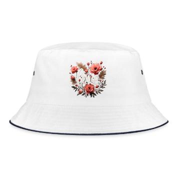 Love Flower Wreath Lettering - Bucket Hat - white/navy - Front
