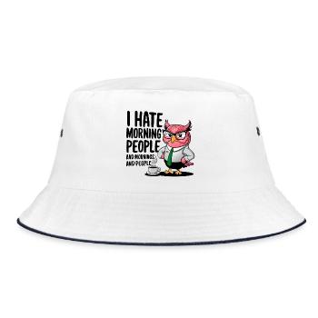 Morning grouch office owl in suit - Bucket Hat - white/navy - Front