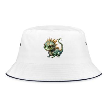 Ornate Emerald Dragon - Bucket Hat - white/navy - Front