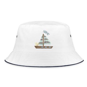 Segeltraum Pastellmeer - Bucket Hat - Weiß/Navy - Vorne