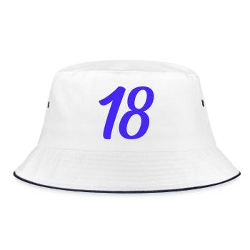 18- - Bucket Hat - Weiß/Navy - Vorne