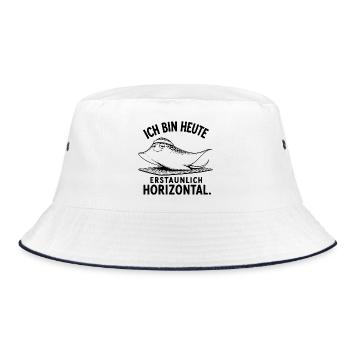 Pilates-Rochen | Lustiger Pilates Spruch | Fitness - Bucket Hat - Weiß/Navy - Vorne