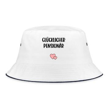 Glücklicher Pensionär Herz - Bucket Hat - Weiß/Navy - Vorne